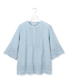 J.PRESS LADIES 【洗える】セルロースライト刺繍 ピンタック ブラウス