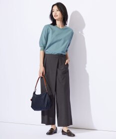J.PRESS LADIES 【洗える】ストレッチタイプライター ラップディテール ワイド パンツ