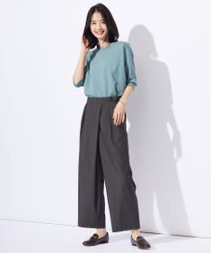 J.PRESS LADIES 【洗える】ストレッチタイプライター ラップディテール ワイド パンツ