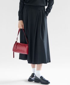 23区 【洗える】ウールミルドジャージー タック スカート ブラック系