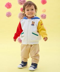 MIKI HOUSE HOT BISCUITS 【80-120cm】マルチカラー 裏毛パイル くまみみパーカー