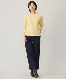 J.PRESS LADIES 【洗える】9ozストレッチ デニム ワイド パンツ