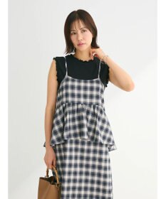 Green Parks チェックペプラムキャミワンピース