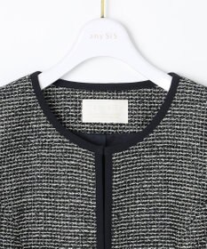 ANY SIS シャイニーストレッチツイード ノーカラージャケット