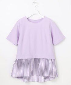 自由区 【洗える】コンビネーションシャーティング ペプラムデザイン カットソー