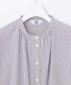 J.PRESS LADIES L 【洗える】BEZ C/Ny ドビーストライプ バンドカラー ブラウス