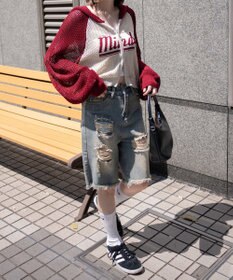 WEGO メッシュラグランニットパーカー