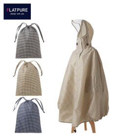 MOONBAT FLAT PURE サイクル レインポンチョ チェック 自転車 収納袋付き