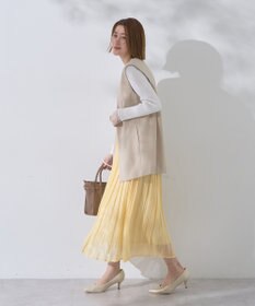 YECCA VECCA シャイニーサテンプリーツスカート