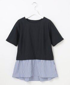 自由区 【洗える】コンビネーションシャーティング ペプラムデザイン カットソー