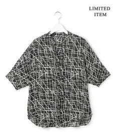 ICB L 【新色追加・WEB限定】BackSatinAmunzen 5分袖キーネックブラウス