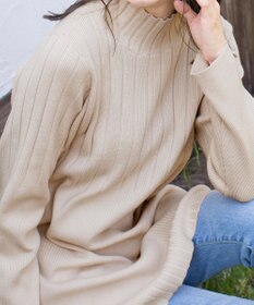 Tiaclasse L 【洗える】もっちり柔らかいハーフリブニットチュニック