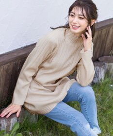 Tiaclasse L 【洗える】もっちり柔らかいハーフリブニットチュニック