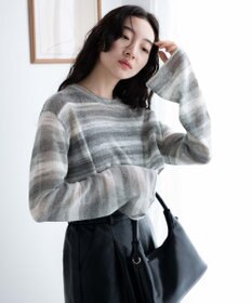 WEGO 段染めボーダーショートニット