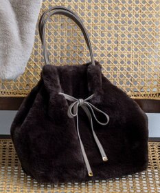 ANY SIS 【2WAY】フェイクファーリボン バッグ ブラウン