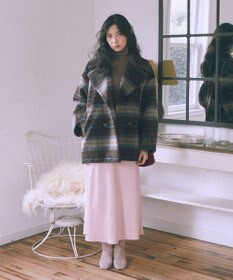 earth music&ecology チェックシャギーコート