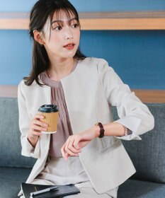 Tiaclasse L 【ダブルクロス・洗える】ノーカラージャケット