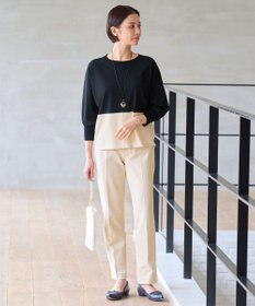 自由区 【洗える】クレープストレッチドルマンスリーブ7分袖 ニット