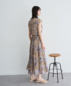 YECCA VECCA フラワー柄シアープリーツワンピース
