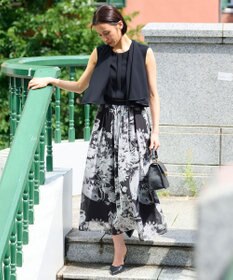 自由区 S 【ウエストゴム・洗える】ピオニーフローラルプリント  スカート