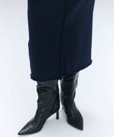 BEIGE， MULLIN / ウールツイードフロントベントスカート