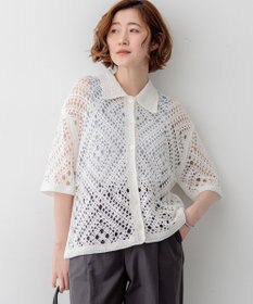 23区 S 【先行予約】エンブロイダリーレース ポロ ニット