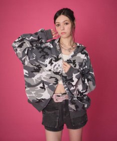 WEGO 【ユニセックス着用ITEM】ワッフルグラフィックカットZIPパーカー