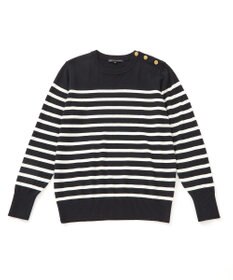 23区 L 【CLASSY.12月号掲載】セミウーステッドウール 肩ボタン ボーダー ニット