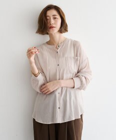 YECCA VECCA ドライタッチシアーバンドカラーシャツ
