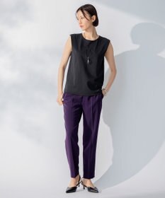 自由区 【接触冷感・洗える・XSサイズあり】ハイツイストポンチノースリーブインナー カットソー