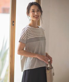 J.PRESS LADIES L パネルボーダー ドルマンスリーブ カットソー