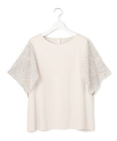 23区 L 【Lサイズ限定/洗える】スカーフプリントコンビ スリーブデザイン カットソー