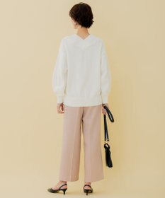 自由区 【XSサイズ～/洗える】コットンブレンドコード Vネックニット