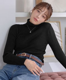 Tiaclasse ウール混ラメタートルネックニット