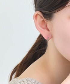 Phoebe 【金属アレルギー対応】ワンタッチビジューフープミニピアス　ローズゴールド/サージカルステンレス