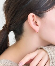 Phoebe 【金属アレルギー対応】ワンタッチビジューフープミニピアス　ローズゴールド/サージカルステンレス