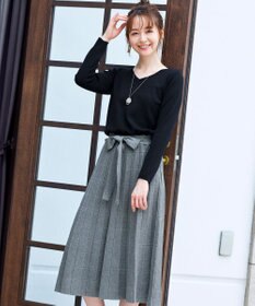 Tiaclasse L 【洗える】1枚で着映えするチェック柄編みニットワンピース