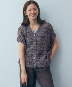 23区 【洗える】テープミックススカシ ドルマン ニットベスト