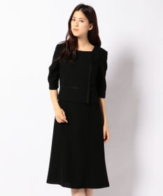 自由区 FORMAL 【ウォッシャブル対応】ドビーボーダーリボン ジャケット+ワンピース