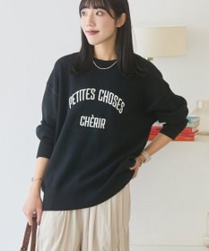 AMERICAN HOLIC コットンブレンドスウェットライクロゴニットトップス