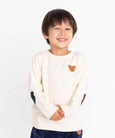 MIKI HOUSE HOT BISCUITS 【70-110cm】 エルボーパッチ 接結天竺長袖Tシャツ