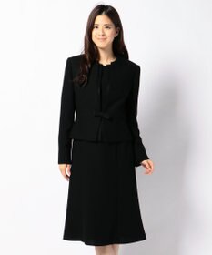 自由区 FORMAL 【ウォッシャブル対応】ドビーボーダーリボン ジャケット+ワンピース