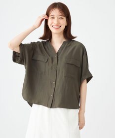 SHARE PARK LADIES 【洗える】ドルマンスリーブサテンシャツ