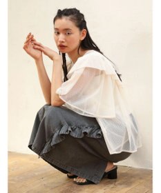 Green Parks ■ＥＳＣＡＲ　ドットチュールフレアヨークプルオーバー