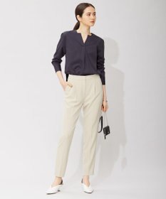 ICB L 【洗える】 ブラウスライクジャージー ヘンリーネックカットソー