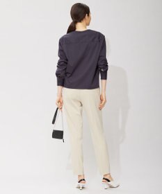 ICB L 【洗える】 ブラウスライクジャージー ヘンリーネックカットソー