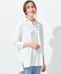 自由区 【洗える】エンブロイダリー スキッパーチュニック