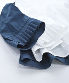 muuc 〈遠州織物の工場で織られた上質な涼しいコットン100%生地〉プリーツ八分袖のタックデザインブラウス