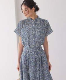 組曲 フラワーガーデンプリント ブラウス