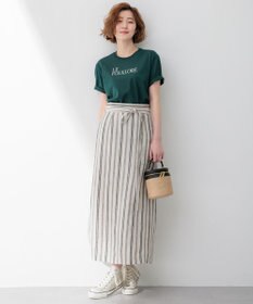 23区 【洗える】リネンストライプ Aライン スカート